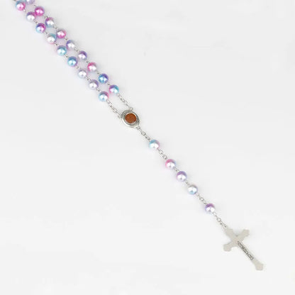 Collier chapelet religieux pour femmes, pendentif croix chrétienne vierge marie jésus, chaînes de perles longues de 8MM, bijoux tendance
