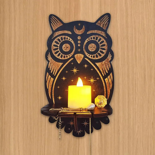 Présentoir Mural en Bois pour Décoration Artisanale Carquée, Support de Chandelle, Décor de Théâtre, Animaux Enracinés, Chat, Rangement en Clip T1