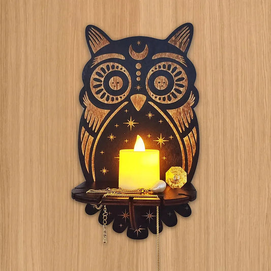 Présentoir Mural en Bois pour Décoration Artisanale Carquée, Support de Chandelle, Décor de Théâtre, Animaux Enracinés, Chat, Rangement en Clip T1