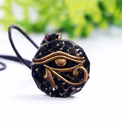 Oeil de Ra Horus Orgonite pendentif obsidienne Reiki Quartz Reiki cristal de guérison collier d'énergie réglable égyptien ancien