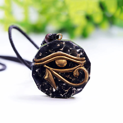 Oeil de Ra Horus Orgonite pendentif obsidienne Reiki Quartz Reiki cristal de guérison collier d'énergie réglable égyptien ancien