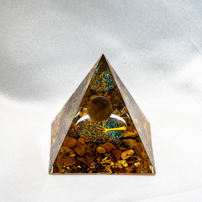 Pyramide de générateur d'énergie en cristal naturel, péridot, améthyste, Reiki, Chakra de guérison, pyramide en résine, décor égyptien, décoration de salle, 1 pièce