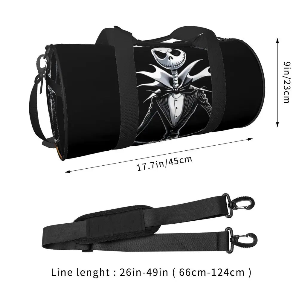 Sac fourre-tout de plage personnalisé Jack Skellington pour femmes, squelette vivant, grand compartiment, sacs de voyage pour salle de sport et plage