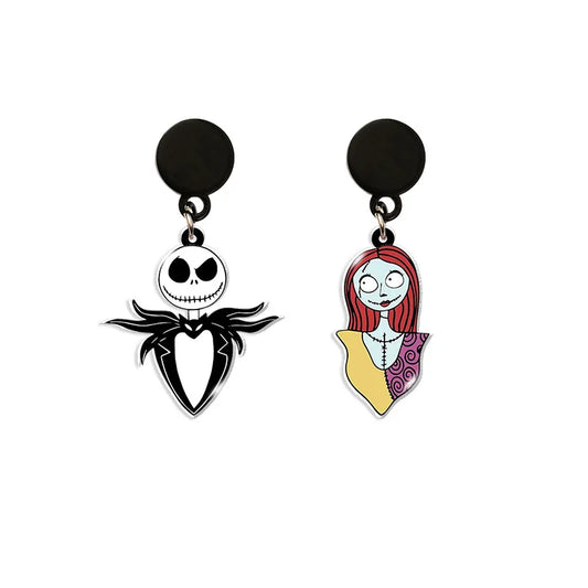 Boucles d'oreilles du film Disney The Nightmare Before Christmas, série Jack Skellington, crâne imprimé personnalisé, bijoux, accessoires, cadeau