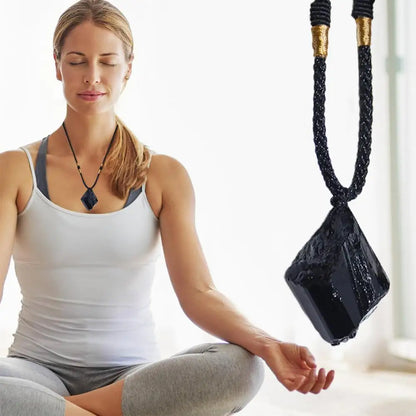 Collier Tourmaline noire naturelle, 1 pièce, bijoux Chakra de roche minérale, pendentif en pierre de cristal de Quartz pour homme, forme irrégulière