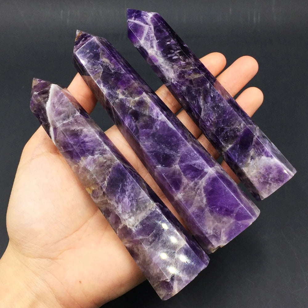 Prisme Hexagonal en obsidienne naturelle de 15cm, cristal blanc, pierre de fusion, tour de baguette, artisanat de décoration pour la maison