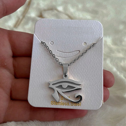 Collier en acier inoxydable avec symbole de l'egypte ancienne, Vintage, pharaon égyptien, pendentif œil d'horus, bijoux à la mode pour femmes