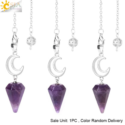 Pendule en cristal spirituel pour Divination, ésotérisme, lune de guérison, pendentif cône en pierre naturelle, Quartz rose, radiesthésie S9