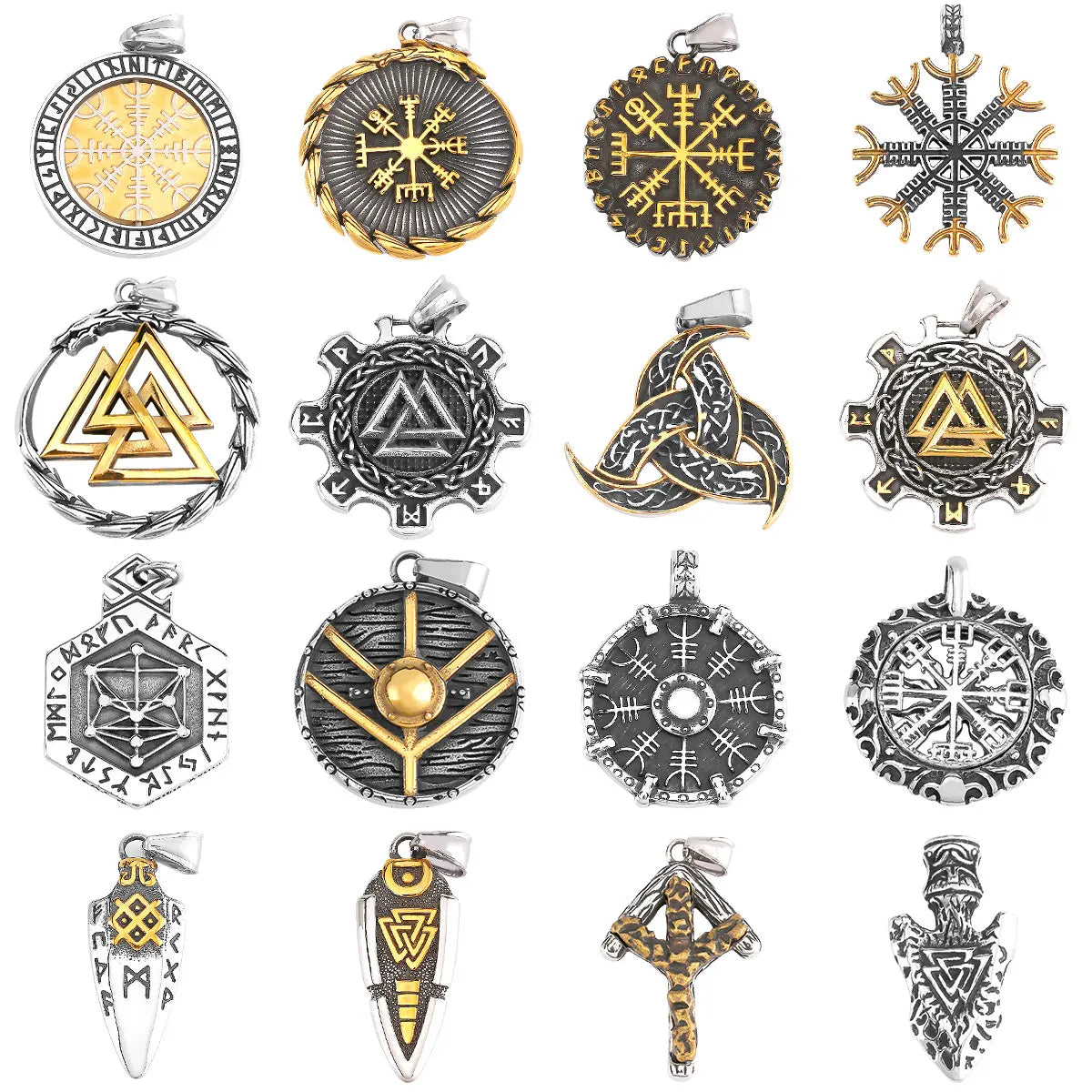 Vikings Odin Rune collier divers hommes nordique Vegvisir Valknut amulette pendentif en acier inoxydable Punk mode bijoux en gros