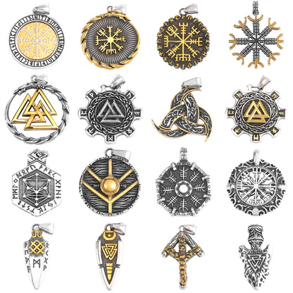 Vikings Odin Rune collier divers hommes nordique Vegvisir Valknut amulette pendentif en acier inoxydable Punk mode bijoux en gros