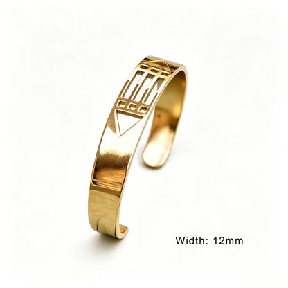 Bracelet ouvert géométrique creux Atlantis personnalisé, bijoux en acier inoxydable pour homme et femme, style civilisation ancienne mystérieuse, cadeaux de mode