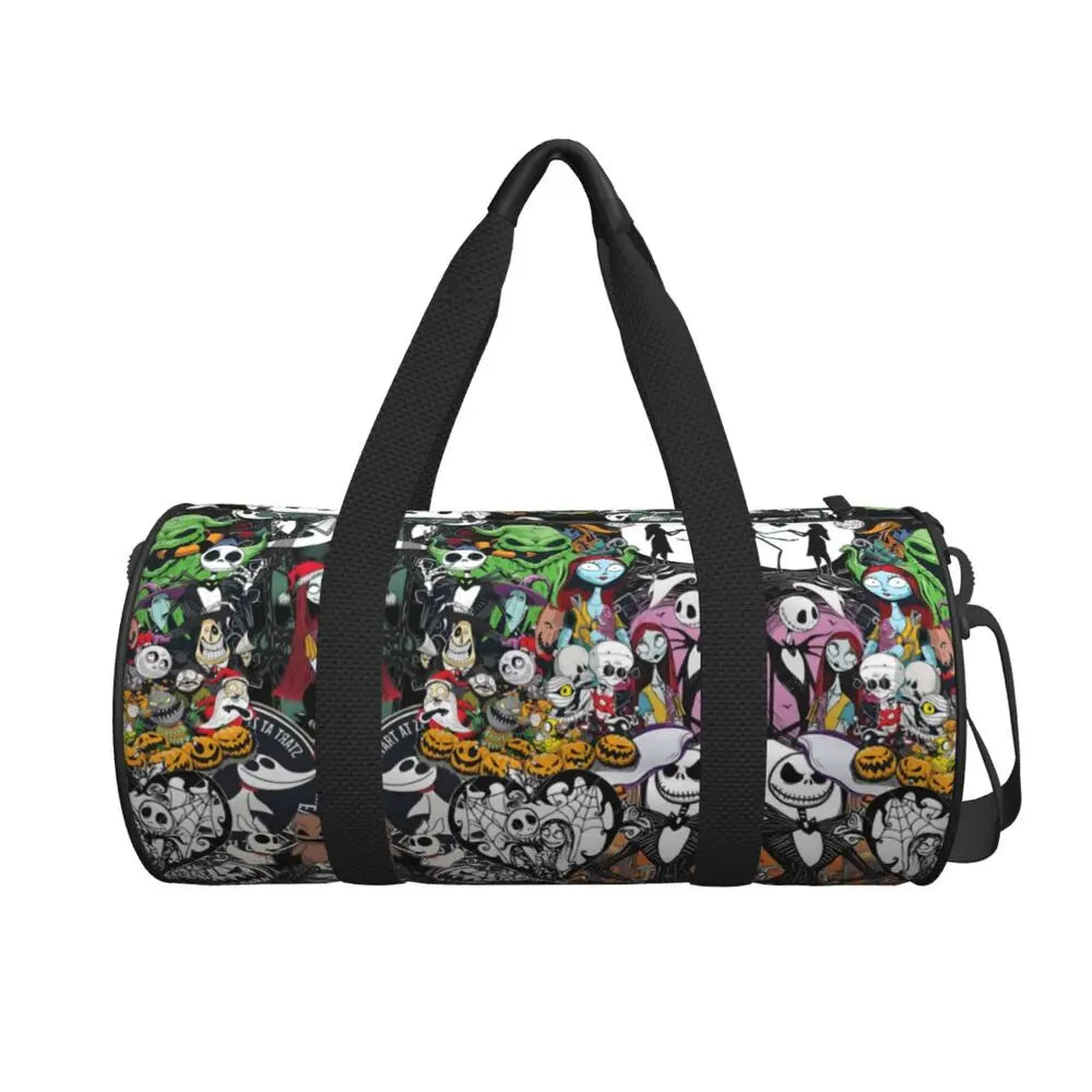 Sac fourre-tout de plage personnalisé Jack Skellington pour femmes, squelette vivant, grand compartiment, sacs de voyage pour salle de sport et plage