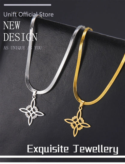 Collier Vintage avec nœud de sorcière pour femmes, pendentif porte-bonheur, amulette de Protection des celtiques irlandais, en acier inoxydable, bijoux Wicca, cadeau