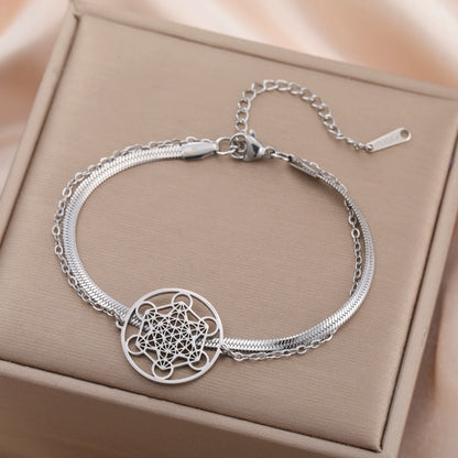 Skyrim archange joint Metatron pendentif Bracelet en acier inoxydable mâle femme bouddhiste hindou Talisman géométrie sacrée bijoux cadeau