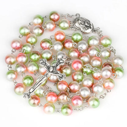 Collier chapelet religieux pour femmes, pendentif croix chrétienne vierge marie jésus, chaînes de perles longues de 8MM, bijoux tendance