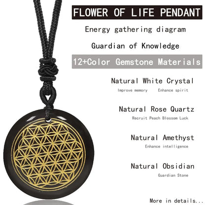 Quartz naturel améthyste Cube Metatron fleur de vie pendentif énergie de guérison cristal Lapis Lazuli hommes femmes bijoux collier