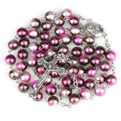 Collier chapelet religieux pour femmes, pendentif croix chrétienne vierge marie jésus, chaînes de perles longues de 8MM, bijoux tendance
