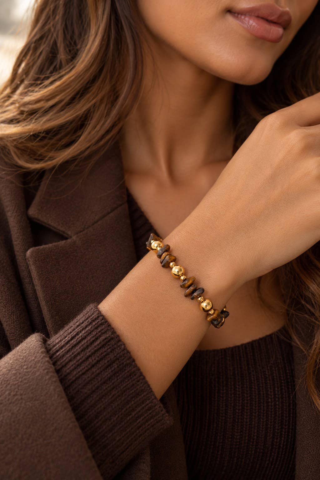 Lot 6 bracelets pierres naturelles éclats minéraux acier
