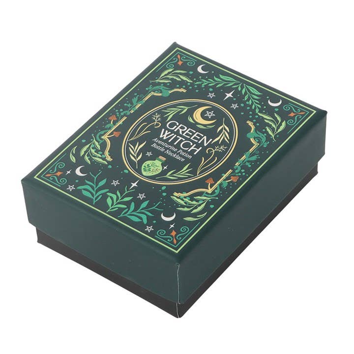 Collier Bouteille de Potion Aventurine Sorcière Verte